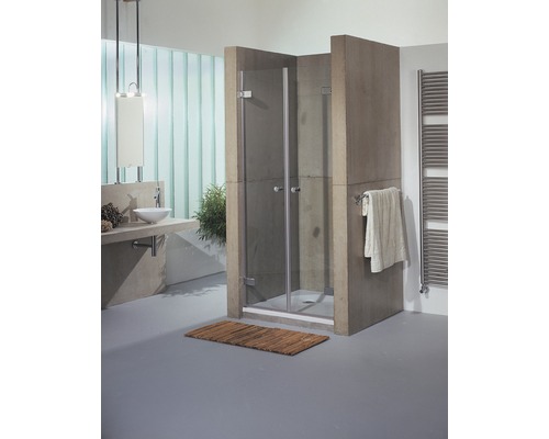 Porte de douche dans une niche BREUER First Glass 70 cm 180 cm couleur du profilé chrome verre transparent avec revêtement du verre résistant à la saleté