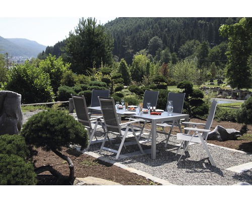 Salon de jardin Acamp 6 places avec table,6 chaises aluminium gris