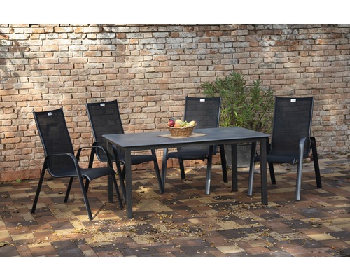 Gartenmöbelset Acamp 6 -Sitzer bestehend aus: Tisch, 4 Stühle Aluminium Stahl anthrazit schiefer