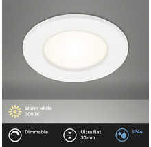 Spot à encastrer LED à intensité lumineuse variable IP44 6W 450 lm 3000 K  blanc chaud rond blanc Ø 115/100 mm 230V - HORNBACH Luxembourg