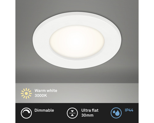 Spot à encastrer LED à intensité lumineuse variable IP44 6W 450 lm 3000 K blanc chaud rond blanc Ø 115/100 mm 230V