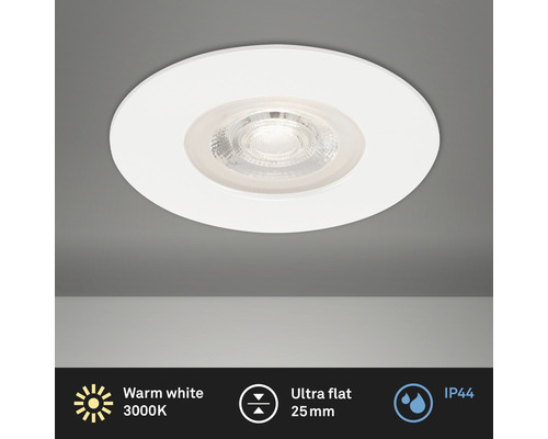 Spot à encastrer LED IP44 5W 460 lm 3000 K blanc chaud rond blanc Ø 90/68 mm 230V