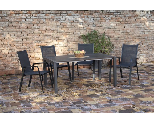 Gartenmöbelset Acamp 6 -Sitzer bestehend aus: Tisch, 4 Stühle Aluminium anthrazit carbone