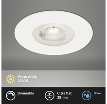 Spot à encastrer LED IP44 à intensité lumineuse variable 5W 460 lm 3000 K blanc chaud rond blanc Ø 90/68 mm 230V-thumb-0