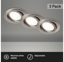 LED Einbauleuchten-Set 3-tlg IP23 3x7W 3x600 lm 4000 K nickel/matt Ø 10,6/8,6 cm 230V