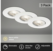 Set d'éclairages encastrés LED 3 pces à intensité lumineuse variable IP23 3x5 W 3x460 lm 3000 K blanc Ø 9/6,8 cm 230 V