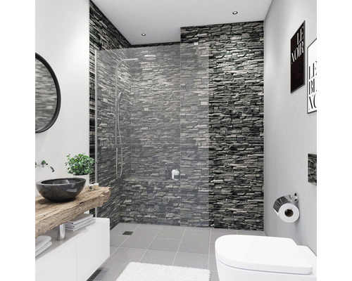 Panneau mural de douche Paroi arrière de lavabo Crédence de cuisine BREUER - aspect mur sombre 255 x 150 cm 9482514000204