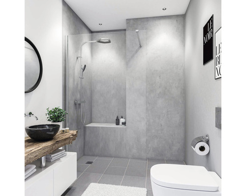 Panneau mural de douche BREUER - aspect béton gris 255 x 100 cm 9482537000203