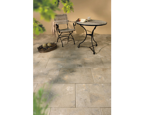 Dalle pour terrasses en béton iStone Basic calcaire coquillier 40x40x4 cm