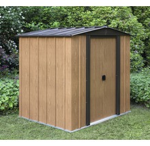 Armoire de jardin en métal avec effet bois et porte