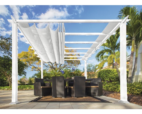 Aluminium Pergola, Pavillon Florenz 11x16 inkl. verstellbarem Sonnensegel 350 x 505 cm weiß Aluminium Pergola, Pavillon Florenz 11x16 inkl. verstellbarem Sonnensegel 350 x 505 cm weiß