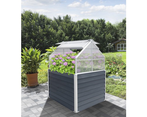 Jardinière surélevée classique WESTMANN Store & Grow avec espace de rangement 120 x 120 x 169 cm anthracite