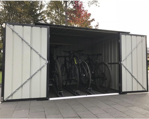 Garage à vélos en métal avec vélos