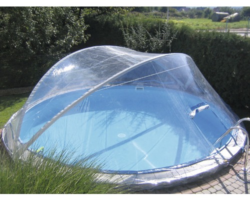 Recouvrement de piscine Planet Pool Cabrio Dome transparent pour main courante large Ø 500 cm