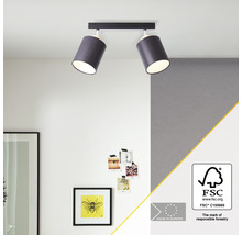 Plafonnier avec deux spots et label FSC