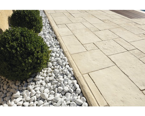 Gartenweg mit Kies und Buchsbaum