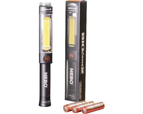 Nebo Big Larry 2 Arbeitsleuchte mit Verpackung und Batterien