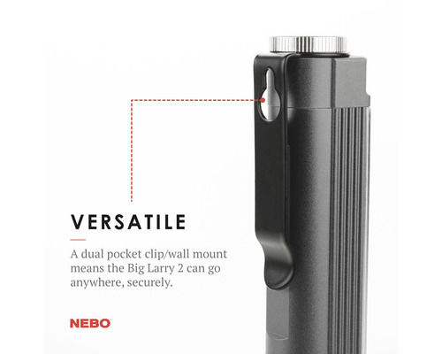 Taschenlampe mit Taschenclip und Wandhalterung