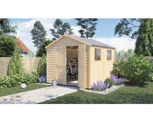 Gerätehaus Konsta Blockhaus XL 19 mm mit Fußboden 258 x 251 cm natur