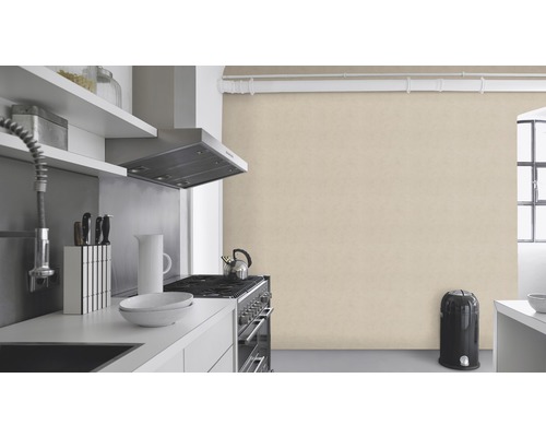 Scène de cuisine avec cuisinière, hotte aspirante et ustensiles de cuisine sur le plan de travail.