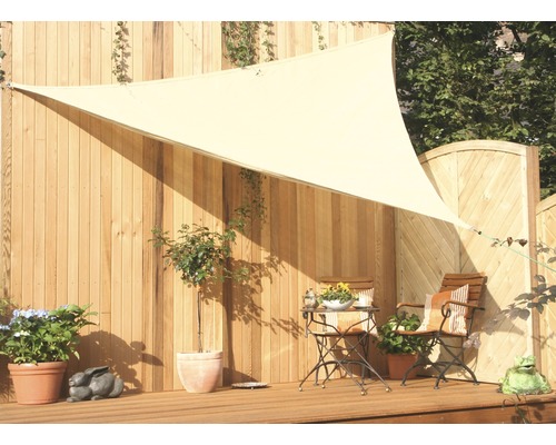Floracord Dreiecksonnensegel 3,0 x 3,0 x 3,0m, HDPE 180 g/m² wind- und wasserdurchlässig, weizen