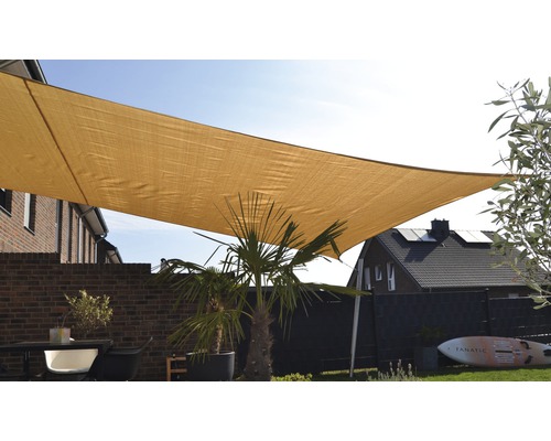 PeddyShield Vierecksonnensegel 4,0 x 5,0 m, HDPE 180 g/m² wind- und wasserdurchlässig, weizen-beige PeddyShield Vierecksonnensegel 4,0 x 5,0 m, HDPE 180 g/m² wind- und wasserdurchlässig, weizen-beige