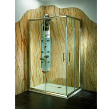 Eckdusche mit Duschsäule in einem Badezimmer