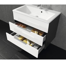 Waschtischunterschrank FACKELMANN Style 80 cm weiß anthrazit montiert 80953