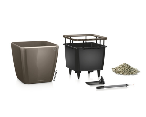 Lechuza Cube Glossy Triple Pflanzgefäß mit Zubehör