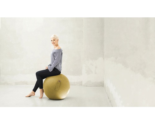 Femme assise sur un ballon de gymnastique