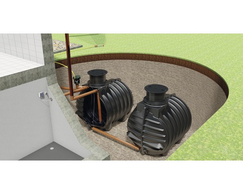 Installation de récupération d'eau de pluie Parat 9000 litres