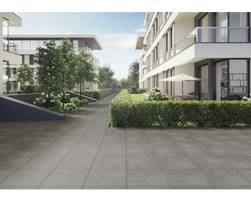 Extérieur avec carrelage, immeubles d'habitation et plantation