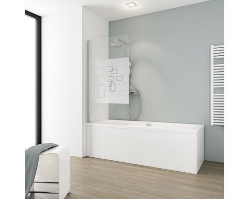 Pare-baignoire 1 pièce SCHULTE Komfort 80 x 140 cm décor verre Softcube couleur de profil aluminium D1650 01 34 140