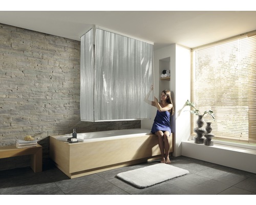 Store de douche d'angle avec cassette et store Kleine Wolke 138 + 62 x 240 cm milky 108