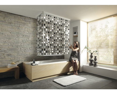 Store de douche d'angle avec cassette et store Kleine Wolke 138 + 62 x 240 cm gris 110