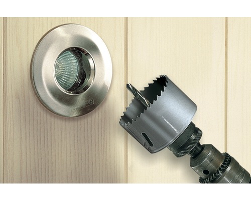 Spot encastrable et scie cloche pour le travail du bois