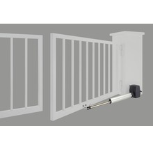 Portail de jardin blanc ouvert avec motorisation de portail