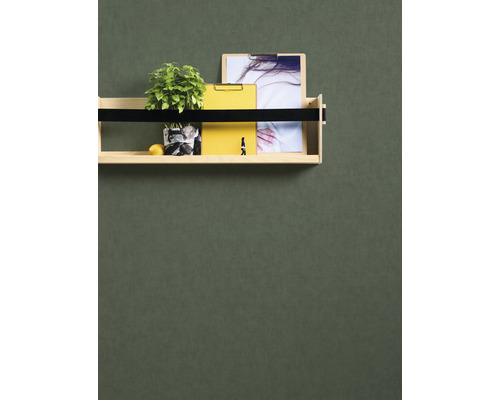 Étagère murale avec plante, citron, bloc-notes et image