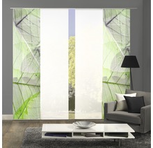 Schiebegardine Digitaldruck Blattari grün 4er-Set 60x245 cm