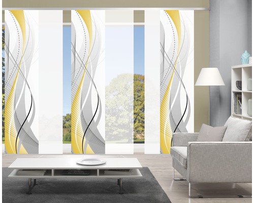 Vue d''ensemble d''une pièce avec des panneaux japonais à motif ondulé