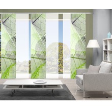 Schiebegardine Digitaldruck Blattari grün 6er-Set 60x245 cm