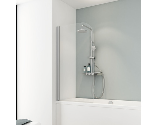 Pare-baignoire 1 pièce SCHULTE Komfort 80 x 140 cm verre transparent couleur de profil aluminium D1650-EKS 01 50 140