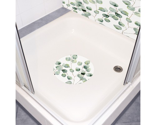 Douche avec tapis de douche à motif d''eucalyptus