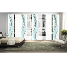 Schlafzimmer mit Schiebetürenschrank und Wellendesign