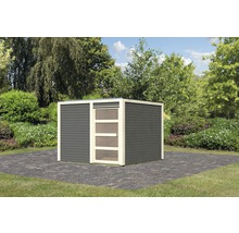 Gartenhaus Karibu Carlson 2 mit selbstklebender Dachfolie 276 x 276 cm terragrau