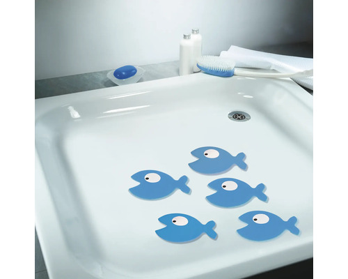 Receveur de douche avec autocollants antidérapants en forme de poisson pour plus de sécurité dans la salle de bains