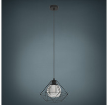 Suspension 1 ampoule hxØ 110x32,5 cm noir verre pulvérisé noir/transparent