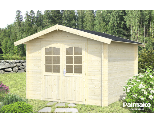 Abri de jardin Palmako Lotta 7,3 m² 340 x 330 cm naturel Abri de jardin en bois avec double porte et fenêtres