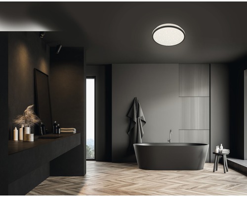 Plafonnier salle de bain LED IP44 12W 1200 lm 4000 K blanc neutre hxØ 70x280 mm Acotus noir-0
