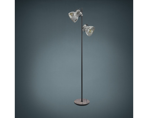 Stehlampe mit zwei Strahlern auf rundem Fuß